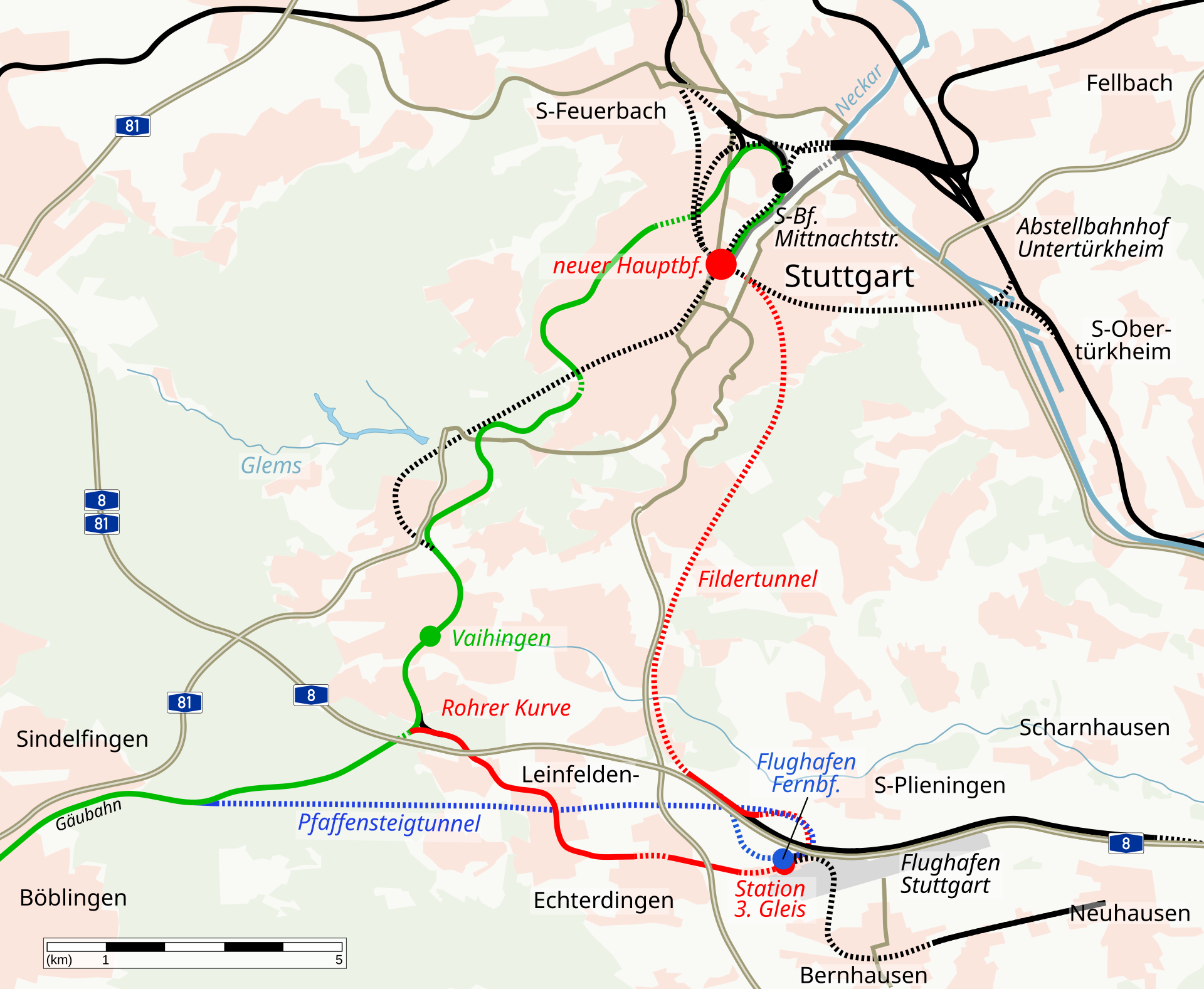 Karte Gäubahn-Anschluss an S21